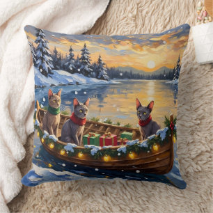 Sphynx-Katzen-Weihnachtsboot-Feier Kissen