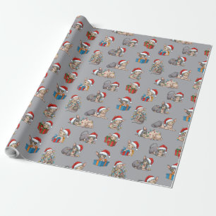 Sphynx-Katzen Weihnachtsmuster Silber Geschenk Geschenkpapier