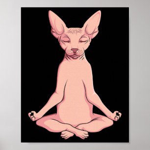 Sphynx Katzen Yoga Meditation Züchter Haarloses Ha Poster