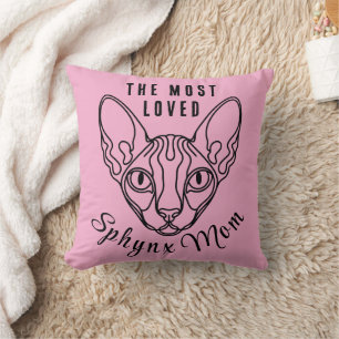 Sphynx-Katzenmutter mit Liebesbotschaft Rosa Kissen