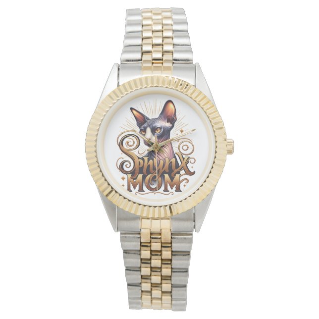 Sphynx-Katzenmutter Muttertagsgeschenk Armbanduhr (Vorderseite)