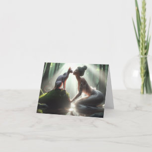 Sphynx Kissing Mermaid Grußkarte Karte