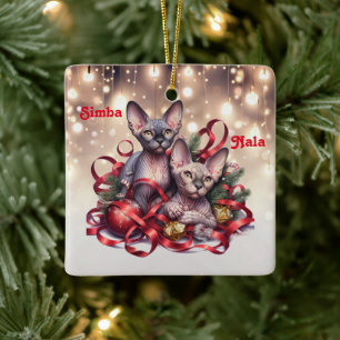 Sphynx Kittens Weihnachten Keramikornament
