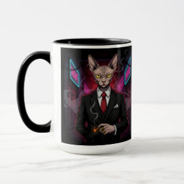 Sphynx Mafia Cat in Neon Noir Style Tasse