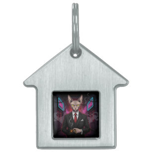 Sphynx-Mafia-Katze im Neon-Noir-Stil Tiermarke
