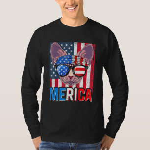 Sphynx Merica 4. Juli Katze American Meowica Hai T-Shirt