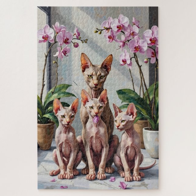 Sphynx-Orchidee Botanische Kunst Puzzle (Vertikal)