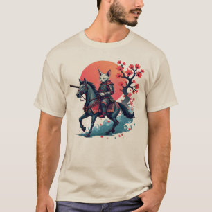 Sphynx Samurai Riding Horse - Cherry Blossom Japan T-Shirt