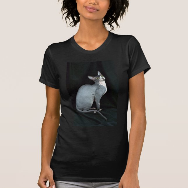 Sphynx, Schwarzes u. Weiß T-Shirt (Vorderseite)
