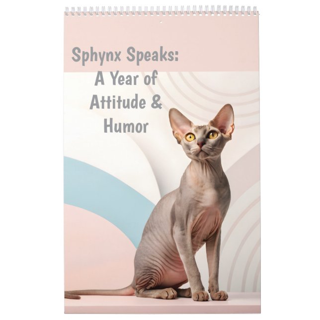 Sphynx Speaks: Editable Monthly Cat Humor Art Kalender (Titelbild)