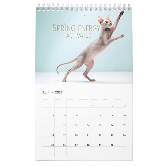 Sphynx Speaks: Editable Monthly Cat Humor Art Kalender (Apr 2027)