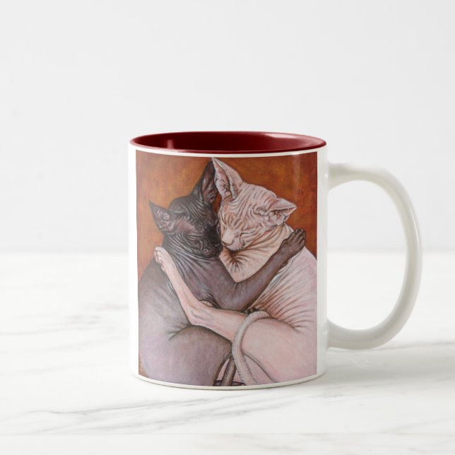 Sphynx Sphinx-Katzen-Katzen-Nickerchen-Zeit-Tasse Zweifarbige Tasse (Rechts)