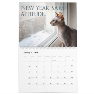 Sphynx spricht: Bearbeitbare monatliche Katzenhumo Kalender