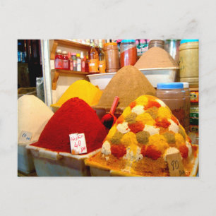 Spices in a traditional market, Morocco Postkarte