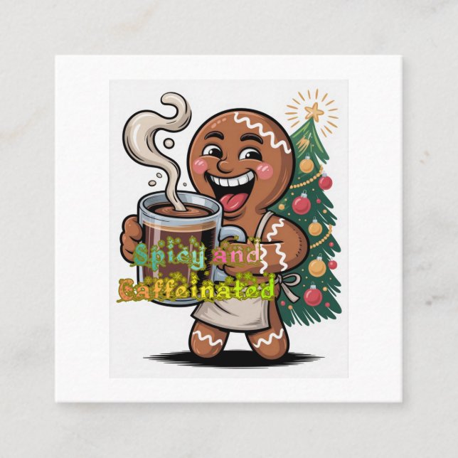 Spicy and Caffeinated Quadratische Visitenkarte (Vorderseite)
