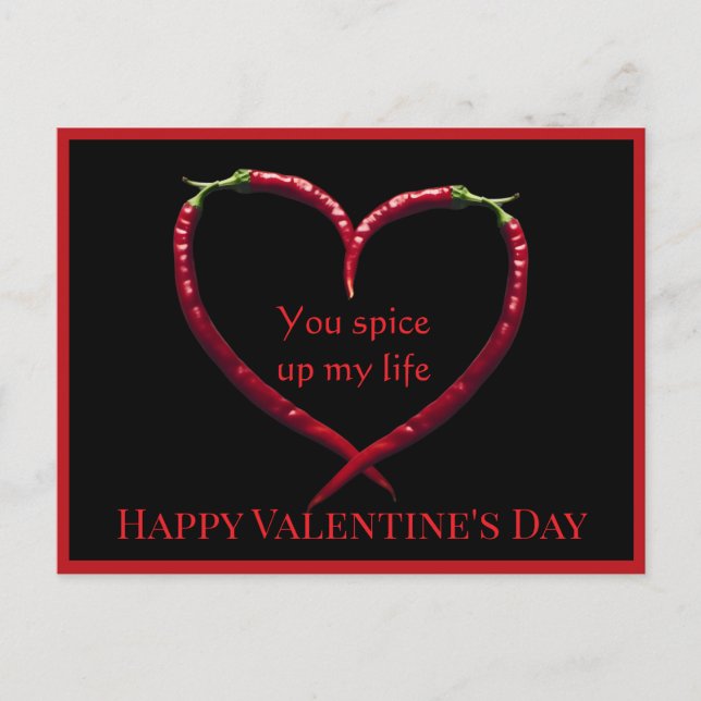 Spicy Chili Pfeffer Valentinstag Postkarte (Vorderseite)