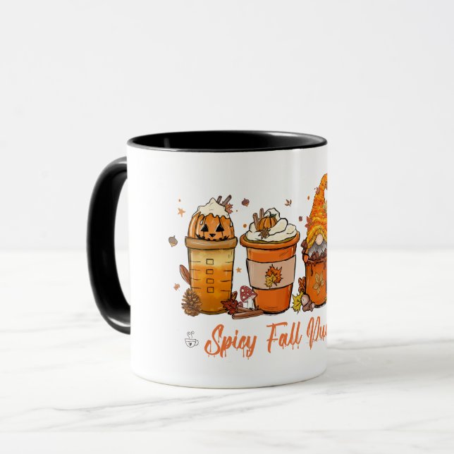 Spicy Fall Pumpkins Gnome Tasse (Vorderseite Links)
