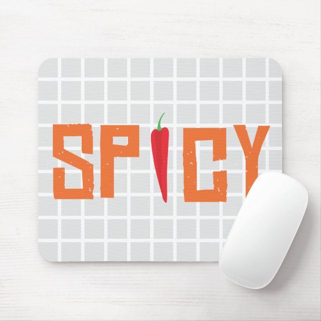 "SPICY" Heiße Pfeffer-Typografie-Gitter-Mauspad Mousepad (Mit Mouse)