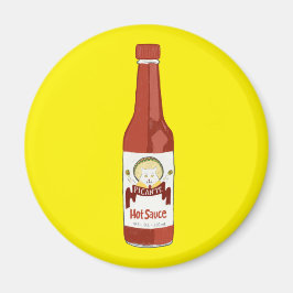 Spicy Hot Sauce Cat Sombrero Spaß auf Gelb Magnet