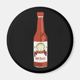 Spicy Hot Sauce Cat Sombrero Spaß auf schwarz Magnet