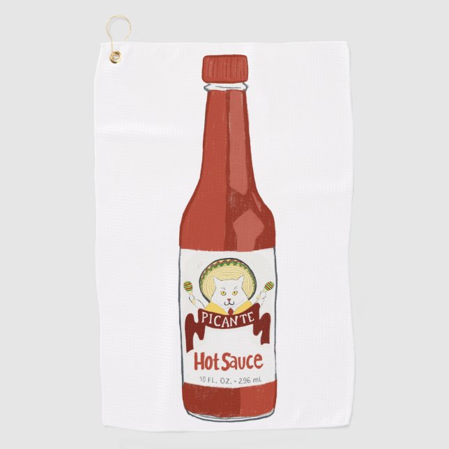 Spicy Hot Sauce Salsa Picante Cat Maracas Golfhandtuch (Vorderseite)