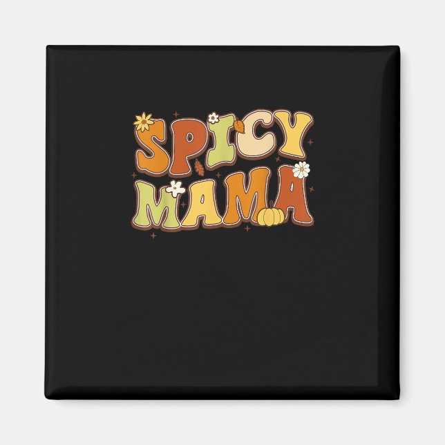 Spicy Mama Happy It's Fall Y’all Groovy Retro Magnet (Vorne)