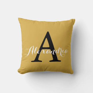 Spicy Mustard gelb Solid Farbe Moderne Monogramm Kissen