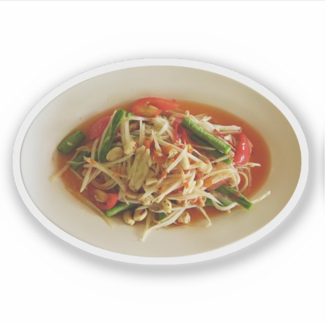 Spicy Papaya Salad [Som Tam] ... Thai Lao Food Aufkleber (Vorderseite)