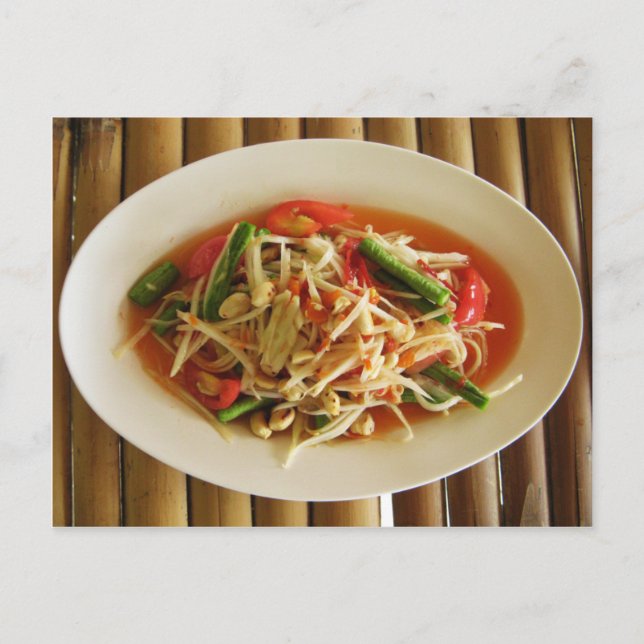 Spicy Papaya Salad [Som Tam] ... Thai Lao Food Postkarte (Vorderseite)