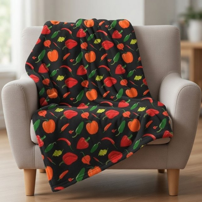 Spicy Peppers Pattern Throw Blanket Fleecedecke (Von Creator hochgeladen)