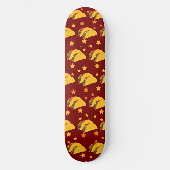 Spicy Tacos und Stars Skateboard (Vorderseite)