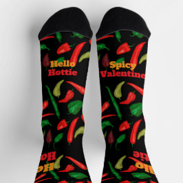 Spicy Valentine Hallo Hottie rote Paprikaschoten Socken