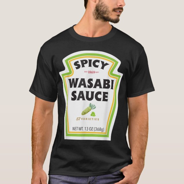 Spicy Wasabi Sauce Flaschenetikett Funny Halloween T-Shirt (Vorderseite)