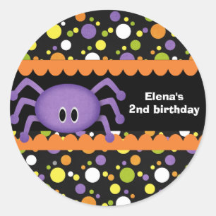 Spider Birthday Halloween Runder Aufkleber