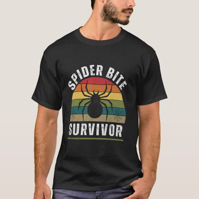 Spider Bite Survivor Ich überlebte einen Spinnenbi T-Shirt (Vorderseite)