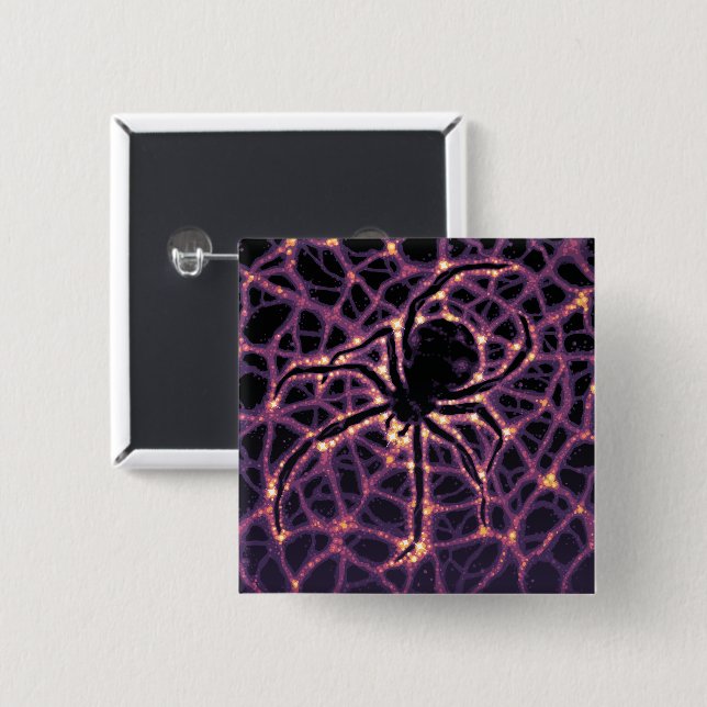 Spider Cosmic Web, Halloween Galaxie der Horror Button (Vorne & Hinten)