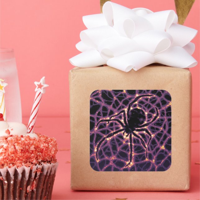 Spider Cosmic Web, Halloween Galaxie der Horror Quadratischer Aufkleber (Party)