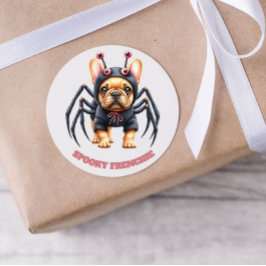 Spider Costume Frenchie Pup Halloween Runder Aufkleber