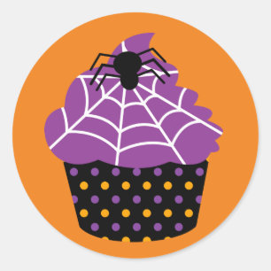 Spider cupcake Halloween Runder Aufkleber