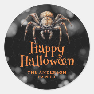 Spider Custom Familienname Happy Halloween Runder Aufkleber