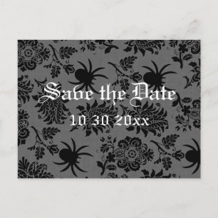 Spider Damask auf grauem Linen Save the Date Ankündigungspostkarte