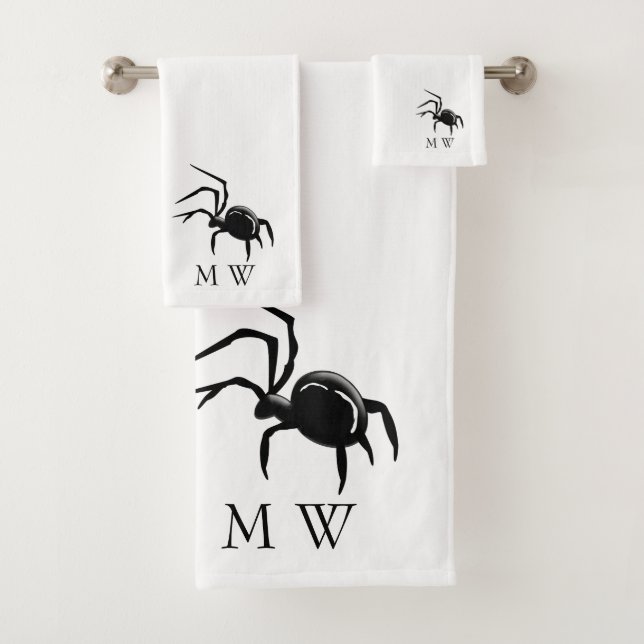 Spider Design Monogrammed Badhandtuch Set (Insitu)