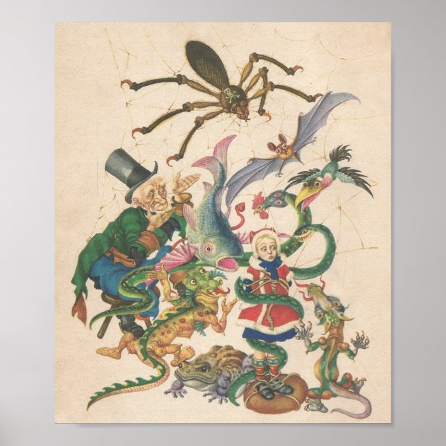 Spider Dragon Bat Toad Antique Damsel in Not Poster (Vorne)