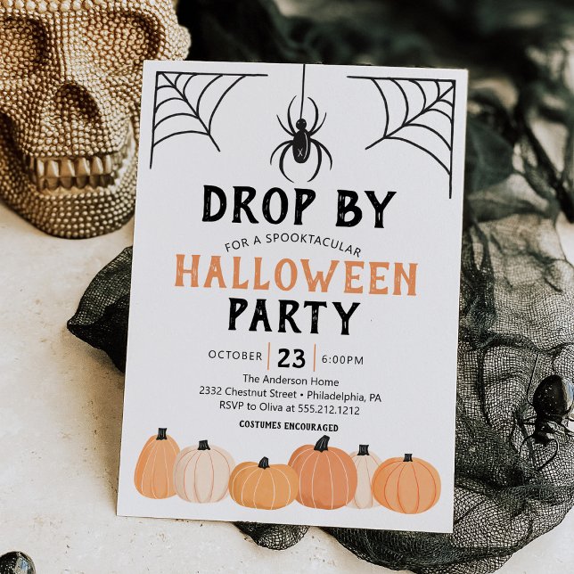 Spider Drop by Funny Halloween Party Einladung (Von Creator hochgeladen)