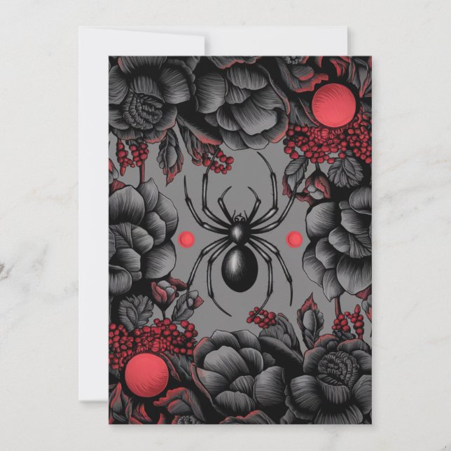 Spider Floral Design Gotischer Stil Dankeskarte (Vorderseite)
