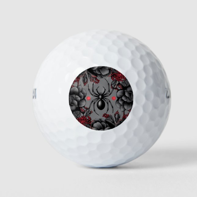 Spider Floral Design Gotischer Stil Golfball (Vorderseite)