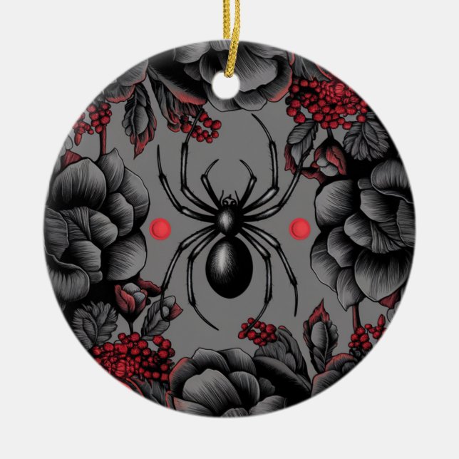 Spider Floral Design Gotischer Stil Keramik Ornament (Vorne)