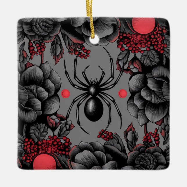 Spider Floral Design Gotischer Stil Keramikornament (Vorderseite)