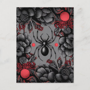 Spider Floral Design Gotischer Stil Postkarte
