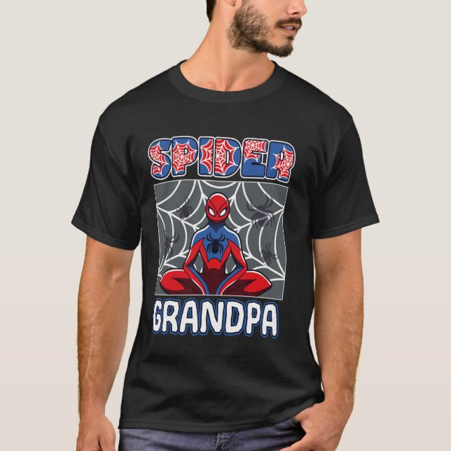 Spider Grandpa Spider Theme Birthday Party Family  T-Shirt (Vorderseite)